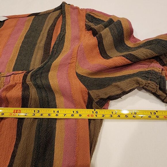 American Eagle Outfitters Women multi-color Blouse Small Bohemian Stripped Puffy - Picture 4 of 8